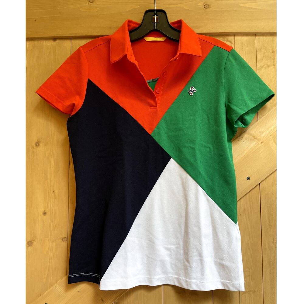 Louis Castel Color Block Retro Mod Polo Collared Golf Shirt Size Small